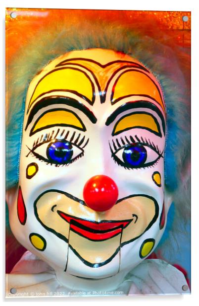 Clown Puppet face in portrait Acrylic by john hill
