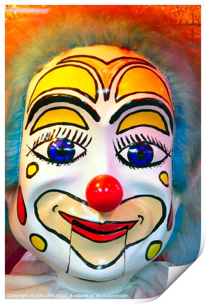 Clown Puppet face in portrait Print by john hill