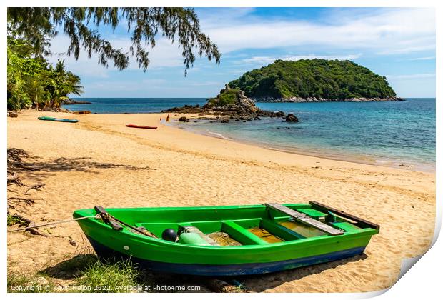 Boat on Yanui Beach, Print by Kevin Hellon