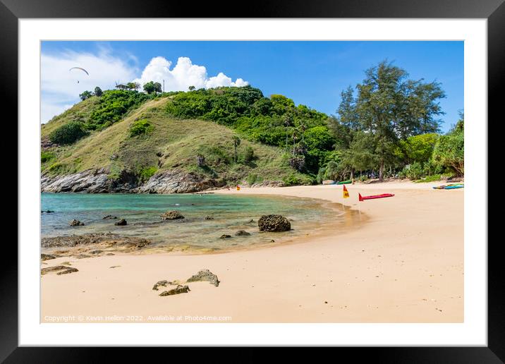 Hanglider over Yanui Beach, Framed Mounted Print by Kevin Hellon