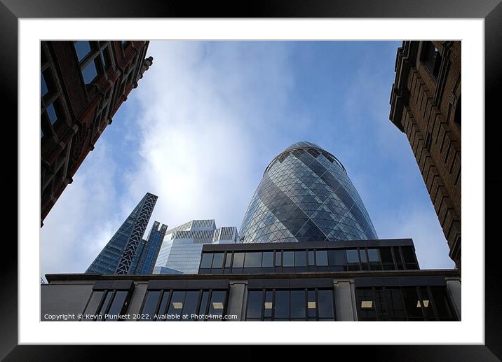 City of London.  The Gherkin Framed Mounted Print by Kevin Plunkett