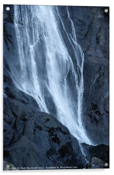 Aber Falls Waterfall Snowdonia Wales Acrylic by Pearl Bucknall
