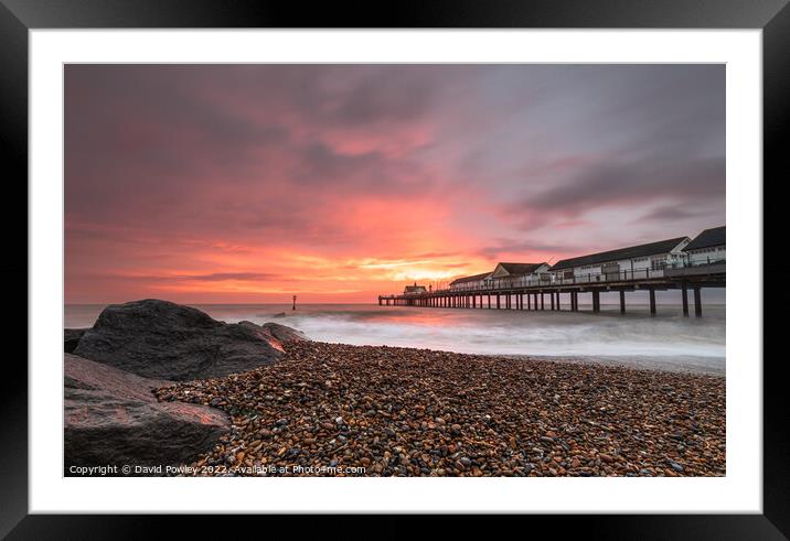 Southwold Pier December Sunrise Framed Mounted Print by David Powley