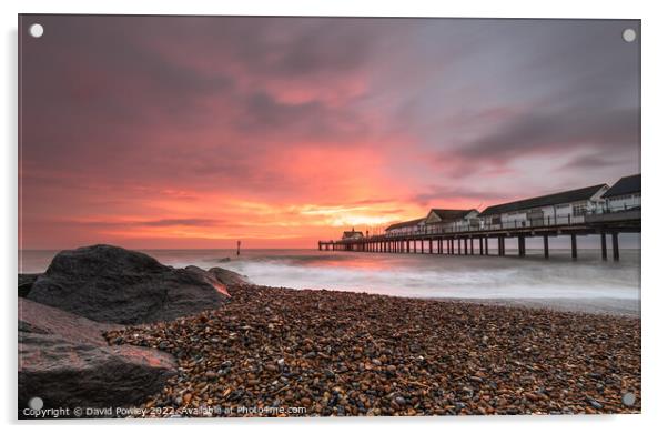 Southwold Pier December Sunrise Acrylic by David Powley