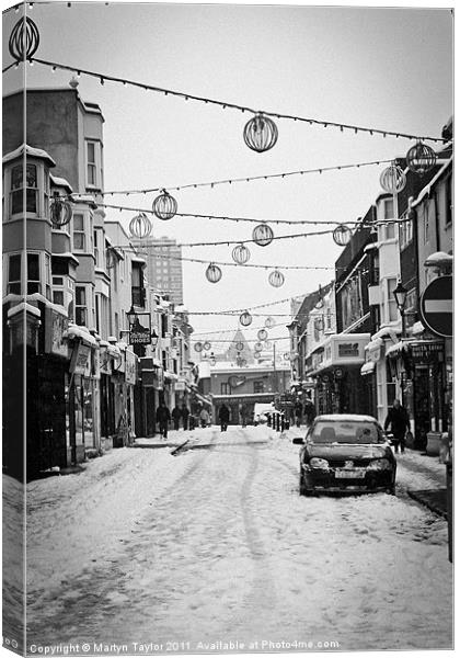 Brighton Snows Black + White 01 Canvas Print by Martyn Taylor
