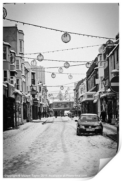 Brighton Snows Black + White 01 Print by Martyn Taylor