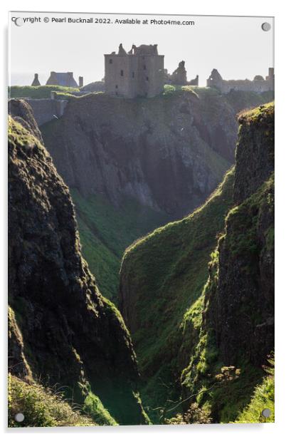 Dunnottar Castle on Cliffs Scotland Acrylic by Pearl Bucknall