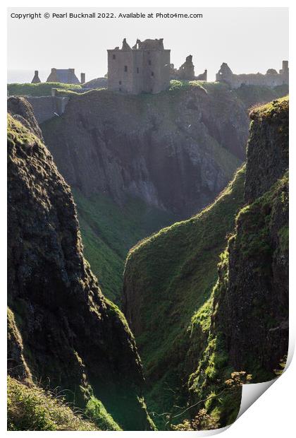 Dunnottar Castle on Cliffs Scotland Print by Pearl Bucknall