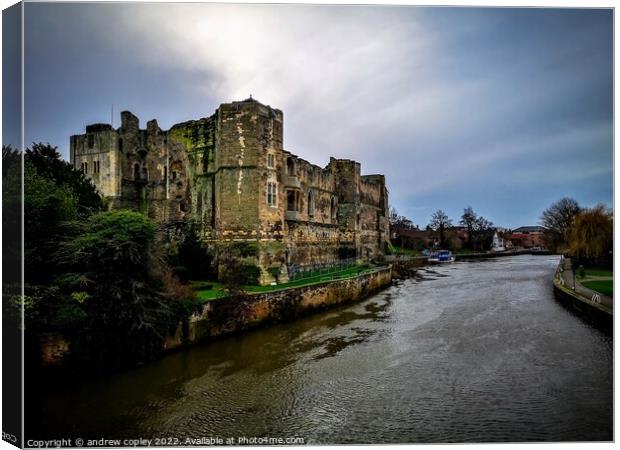Newark castle - happy new year  Canvas Print by andrew copley