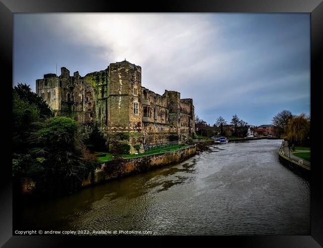 Newark castle - happy new year  Framed Print by andrew copley