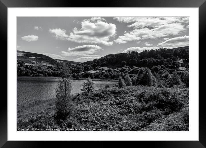 Garreg Ddu reservoir, Black and White Framed Mounted Print by Gordon Maclaren