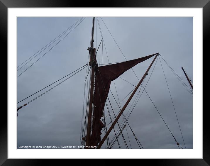 Gaff-rigged Thames Barge Framed Mounted Print by John Bridge