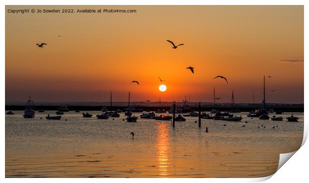 Sunset in West Mersea Print by Jo Sowden