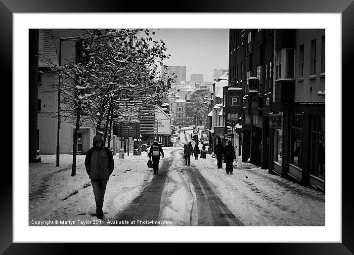Snowy Brighton Black + White 02 Framed Mounted Print by Martyn Taylor