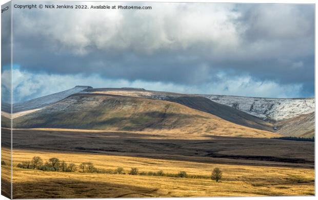 Central Brecon Beacons landscape south Wales in winter Canvas Print by Nick Jenkins