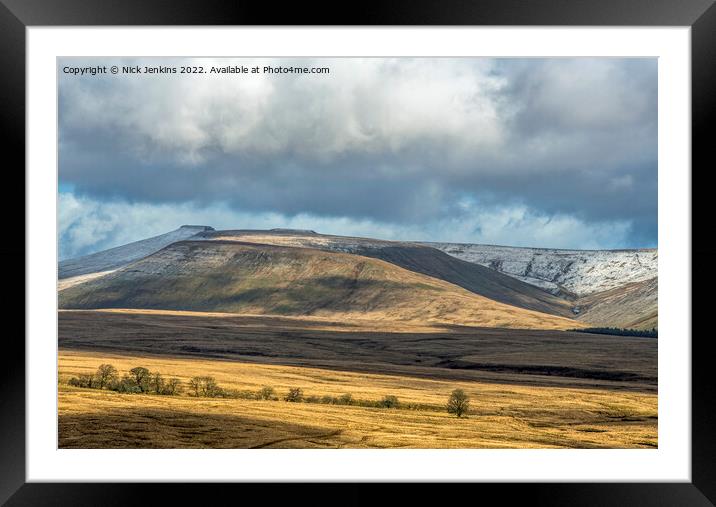 Central Brecon Beacons landscape south Wales in winter Framed Mounted Print by Nick Jenkins