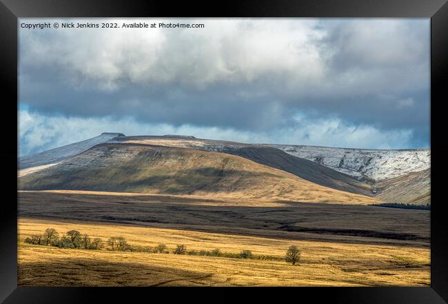 Central Brecon Beacons landscape south Wales in winter Framed Print by Nick Jenkins