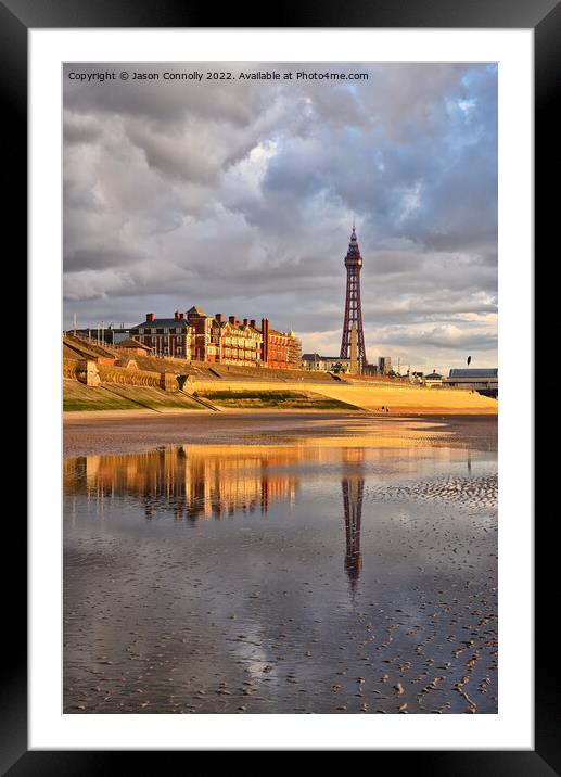 Blackpool Beach Reflections Framed Mounted Print by Jason Connolly