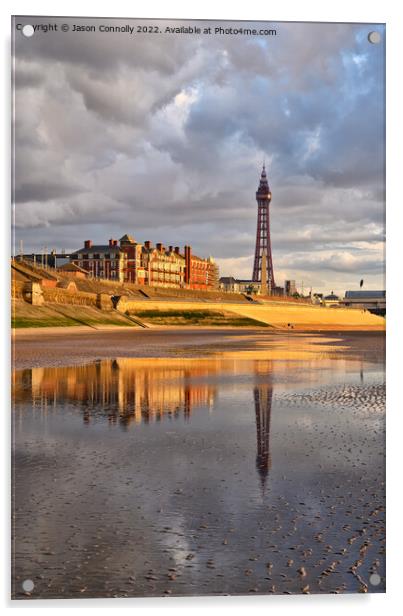 Blackpool Beach Reflections Acrylic by Jason Connolly