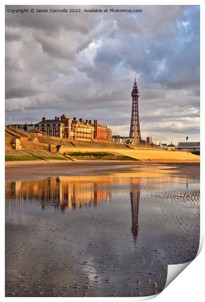 Blackpool Beach Reflections Print by Jason Connolly