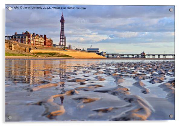 Blackpool Beach Reflections. Acrylic by Jason Connolly