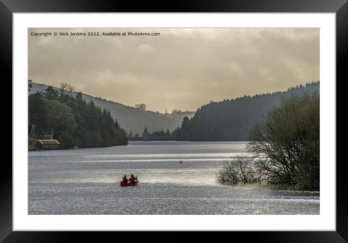 Two Canoists on the Ponsticill Reservoir  Framed Mounted Print by Nick Jenkins