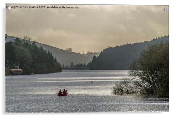 Two Canoists on the Ponsticill Reservoir  Acrylic by Nick Jenkins
