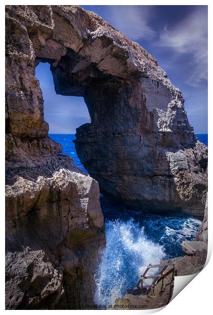 Natural Rock Arch Formation of Limestone in Gozo Island.   Print by Maggie Bajada