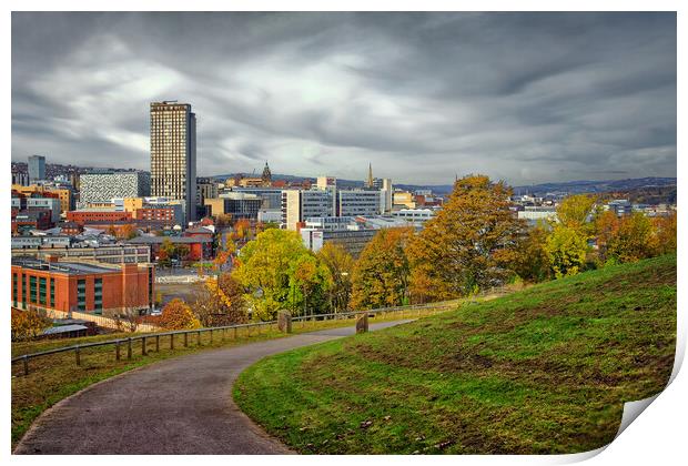 Sheffield Skyline in Autumn Print by Darren Galpin