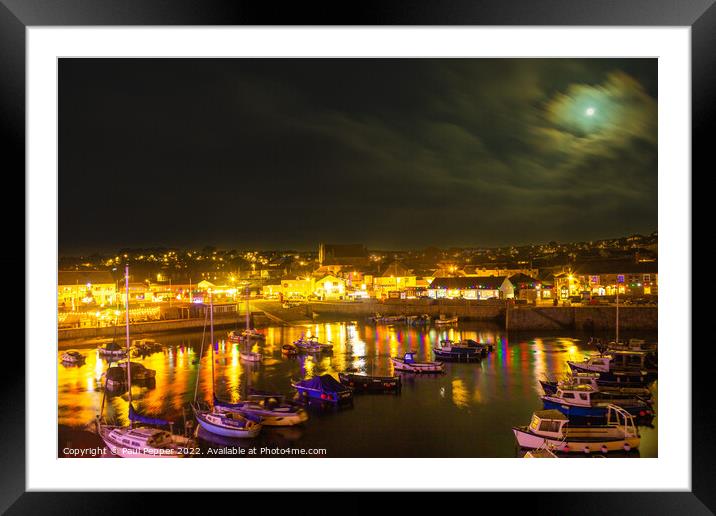 Porthleven Nights Framed Mounted Print by Paul Pepper