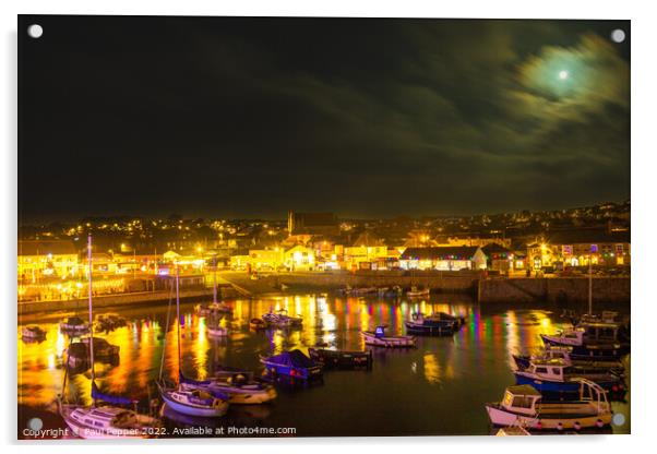 Porthleven Nights Acrylic by Paul Pepper