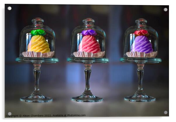 Cupcake Trio Acrylic by Alison Chambers