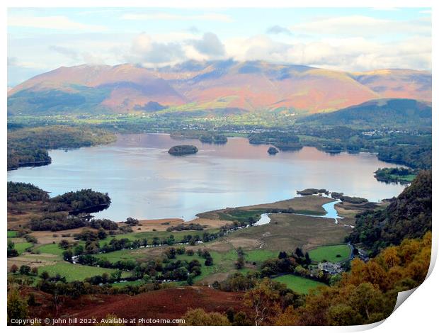 Derwent Water, Cumbria. Print by john hill