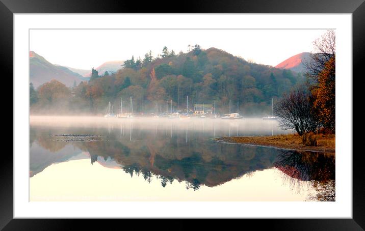 Reflections of Yachts at dawn in the morning mist. Framed Mounted Print by john hill