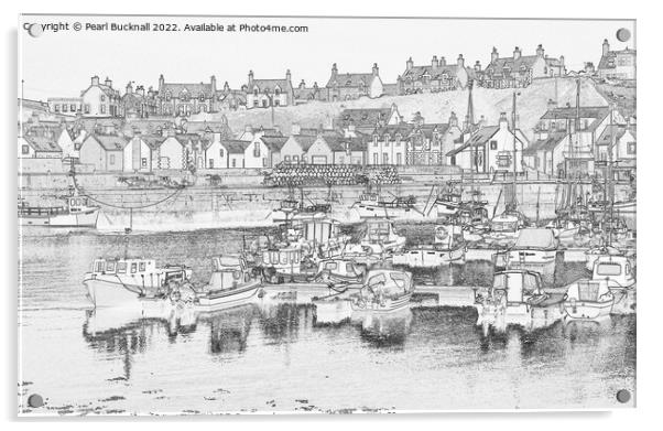 Findochty Fishing Harbour Scotland Acrylic by Pearl Bucknall