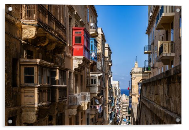 Traditional Maltese Houses In Valletta Acrylic by Artur Bogacki