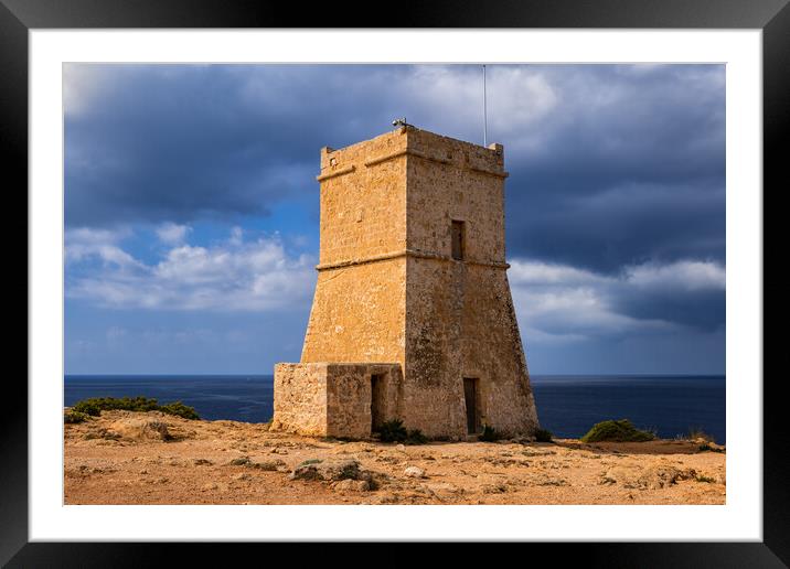 Ghajn Tuffieha Tower in Malta Framed Mounted Print by Artur Bogacki