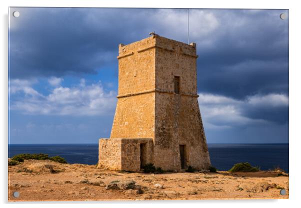 Ghajn Tuffieha Tower in Malta Acrylic by Artur Bogacki