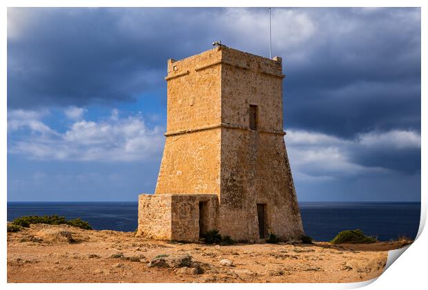 Ghajn Tuffieha Tower in Malta Print by Artur Bogacki