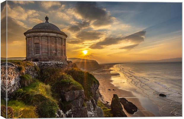 Mussenden Temple Sunset Northern Ireland Downhill  Canvas Print by Chris Curry