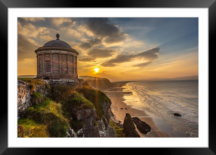 Mussenden Temple Sunset Northern Ireland Downhill  Framed Mounted Print by Chris Curry