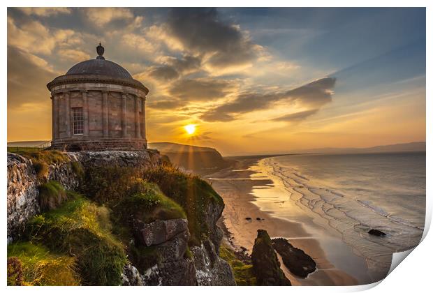 Mussenden Temple Sunset Northern Ireland Downhill  Print by Chris Curry