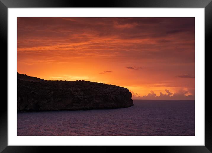 Sea Cliff Sunrise In Malta Island Framed Mounted Print by Artur Bogacki