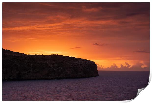 Sea Cliff Sunrise In Malta Island Print by Artur Bogacki
