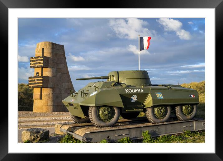 Leclerc Monument and M8 Greyhound Framed Mounted Print by Arterra 