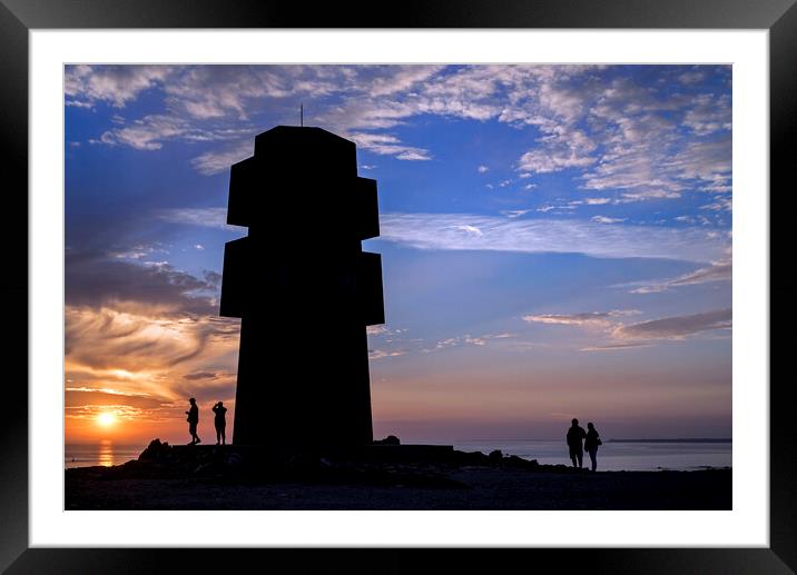 WWII Memorial Cross of Pen Hir at Sunset, Brittany Framed Mounted Print by Arterra 