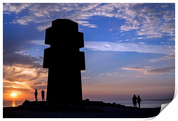 WWII Memorial Cross of Pen Hir at Sunset, Brittany Print by Arterra 