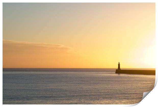 North Pier and Lighthouse, Tynemouth Print by Rob Cole