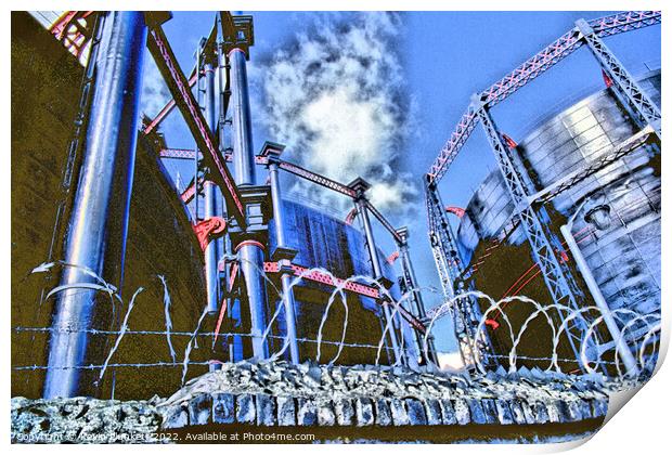Old Pancras Gas holders Print by Kevin Plunkett