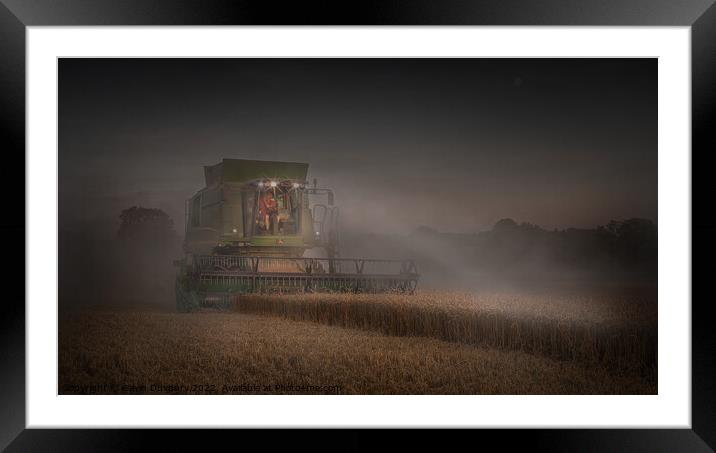 Working late bringing in the harvest. Framed Mounted Print by Gavin Duxbury